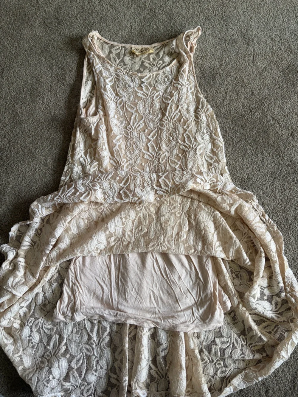 Free People Cream Lace Sleeveless A-Line Dress